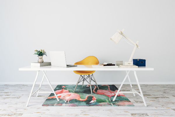 Tapete para cadeira de escritório Flamingos pintados