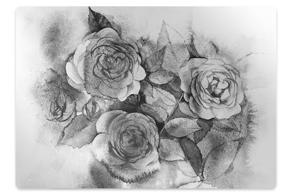 Tapete para escritório Rosas pretas e brancas