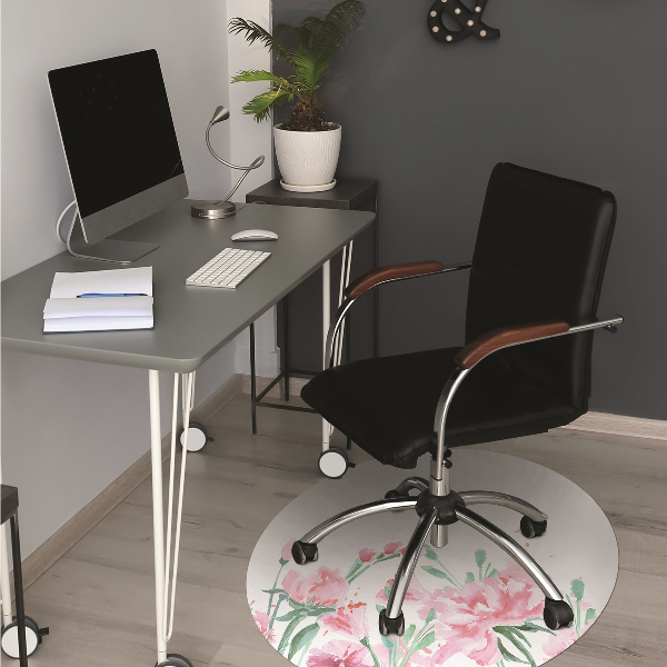 Tapete para cadeira de escritório flores cor de rosa