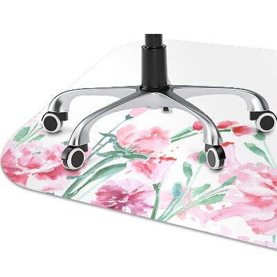 Tapete para cadeira de escritório flores cor de rosa