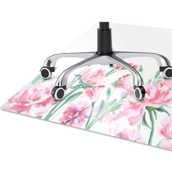 Tapete para cadeira de escritório flores cor de rosa
