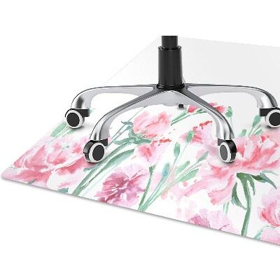 Tapete para cadeira de escritório flores cor de rosa