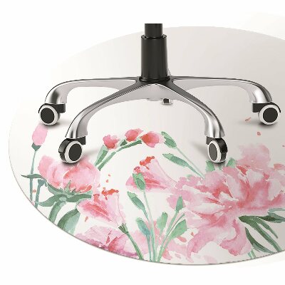 Tapete para cadeira de escritório flores cor de rosa