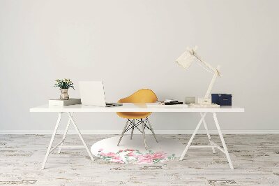 Tapete para cadeira de escritório flores cor de rosa