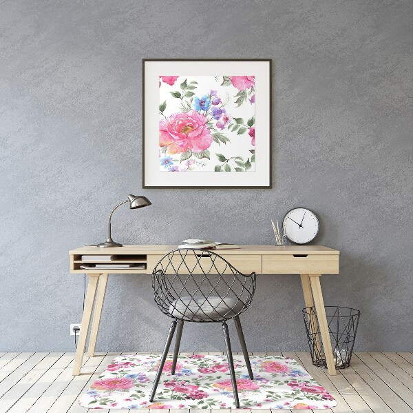 Tapete escritório flores cor de rosa