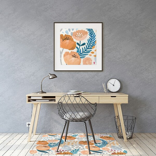Tapete para cadeira de escritório papoulas pintadas