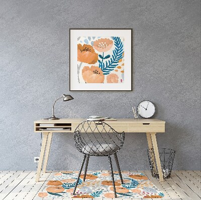 Tapete para cadeira de escritório papoulas pintadas