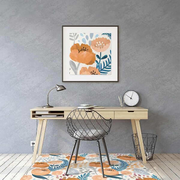 Tapete para cadeira de escritório papoulas pintadas