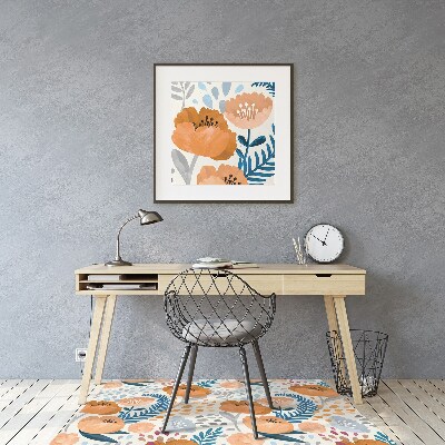 Tapete para cadeira de escritório papoulas pintadas