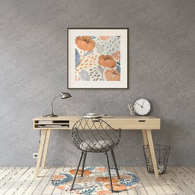 Tapete para cadeira de escritório papoulas pintadas