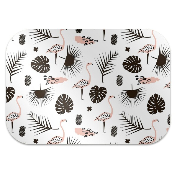 Tapete para escritório Folhas e flamingos