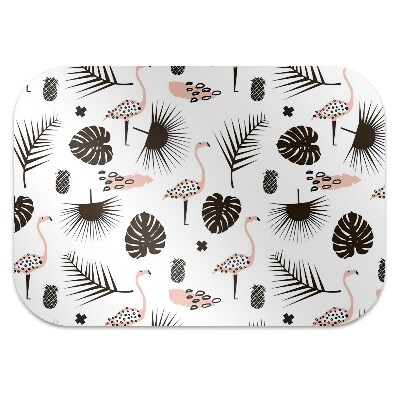 Tapete para escritório Folhas e flamingos
