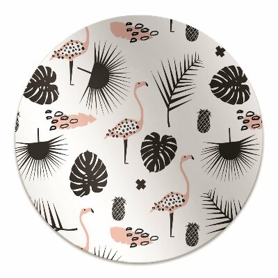 Tapete para escritório Folhas e flamingos