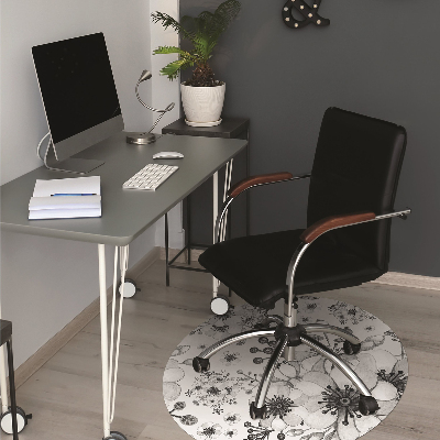 Tapete para cadeira de escritório Padrão preto e branco