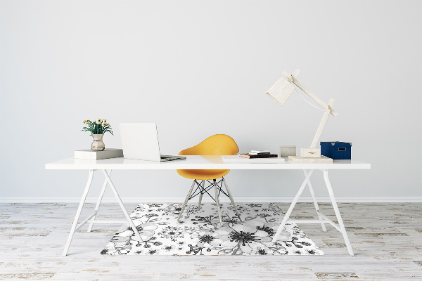 Tapete para cadeira de escritório Padrão preto e branco