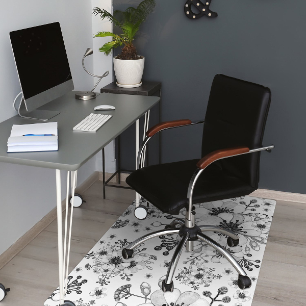 Tapete para cadeira de escritório Padrão preto e branco