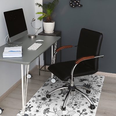 Tapete para cadeira de escritório Padrão preto e branco