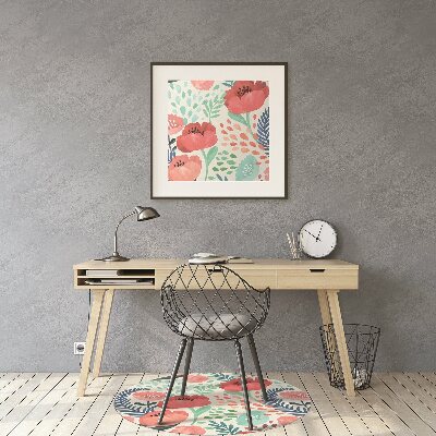 Tapete para cadeira de escritório papoulas vermelhas