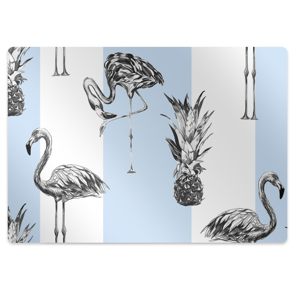 Tapete para cadeira de escritório Flamingo e abacaxi