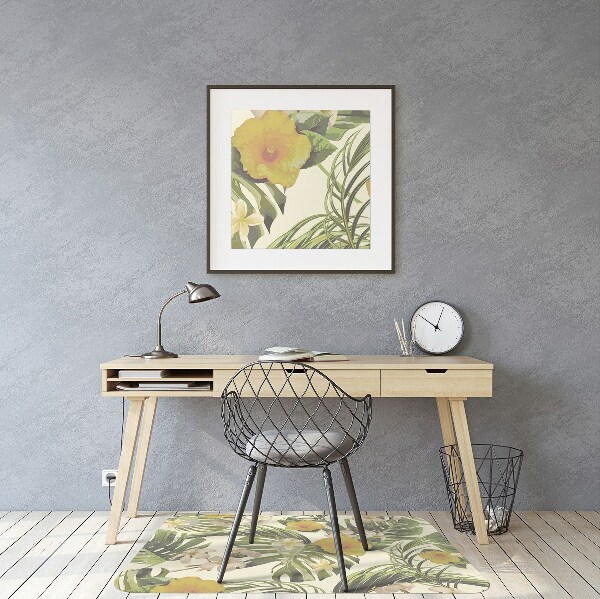 Tapete para escritório Folhas e flores tropicais