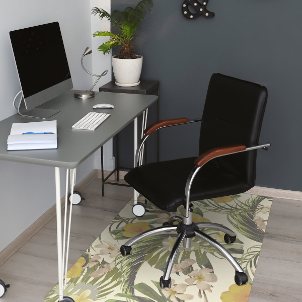 Tapete para escritório Folhas e flores tropicais