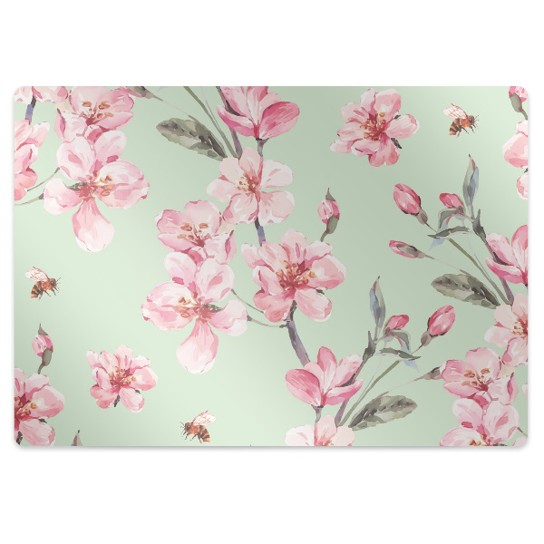 Tapete para cadeira de escritório flores de cerejeira