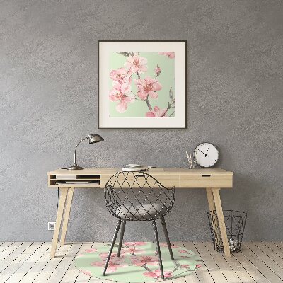 Tapete para cadeira de escritório flores de cerejeira