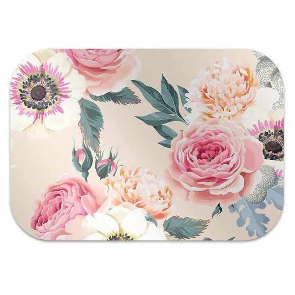 Tapete para cadeira de escritório Flores em tons pastel