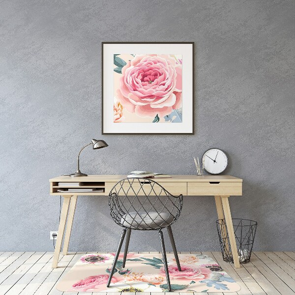 Tapete para cadeira de escritório Flores em tons pastel