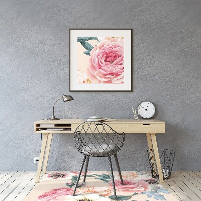 Tapete para cadeira de escritório Flores em tons pastel