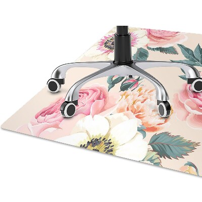 Tapete para cadeira de escritório Flores em tons pastel