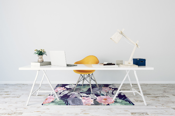 Tapete para cadeira de escritório Pássaros em flores