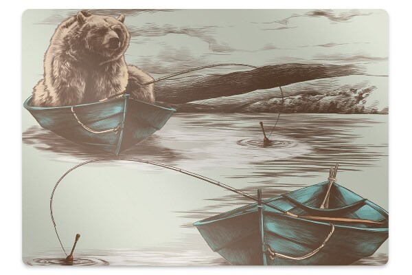 Tapete para cadeira de escritório Urso em um barco