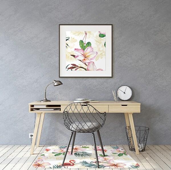Tapete para cadeira de escritório Flamingos em flores
