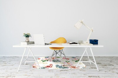 Tapete para cadeira de escritório Flamingos em flores