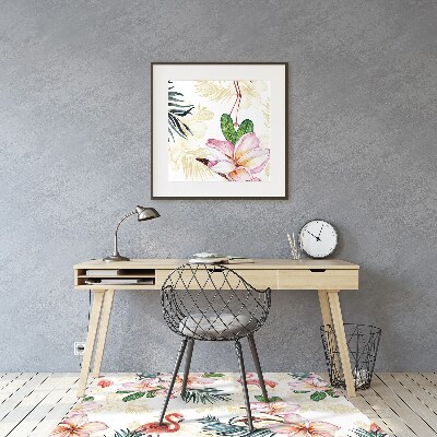 Tapete para cadeira de escritório Flamingos em flores