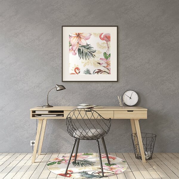 Tapete para cadeira de escritório Flamingos em flores