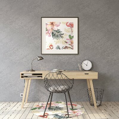Tapete para cadeira de escritório Flamingos em flores