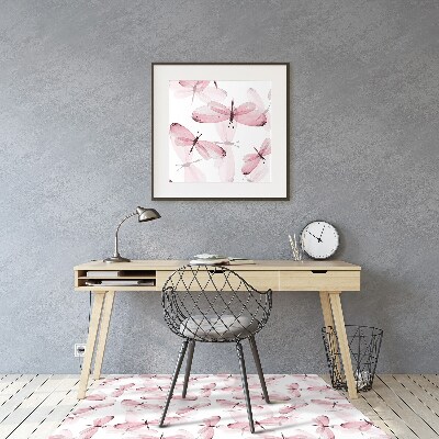 Tapete para cadeira de escritório Libélulas cor de rosa