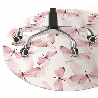 Tapete para cadeira de escritório Libélulas cor de rosa