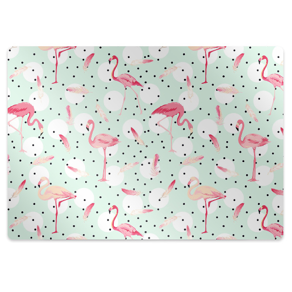 Tapete escritório Flamingos e bolinhas