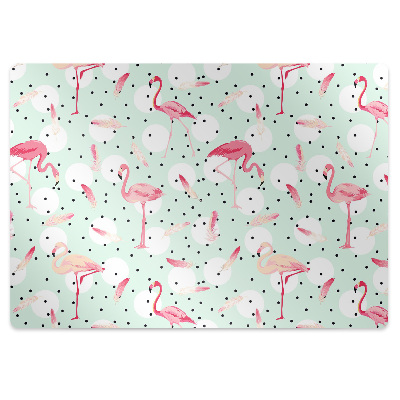 Tapete escritório Flamingos e bolinhas