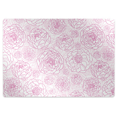 Tapete para cadeira de escritório flores cor de rosa