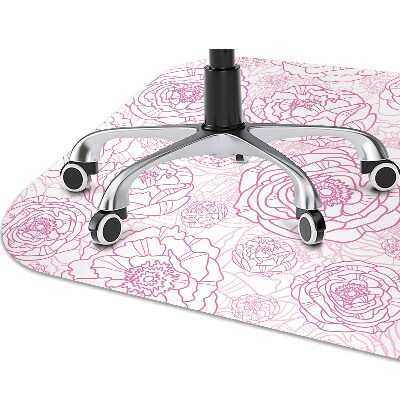Tapete para cadeira de escritório flores cor de rosa