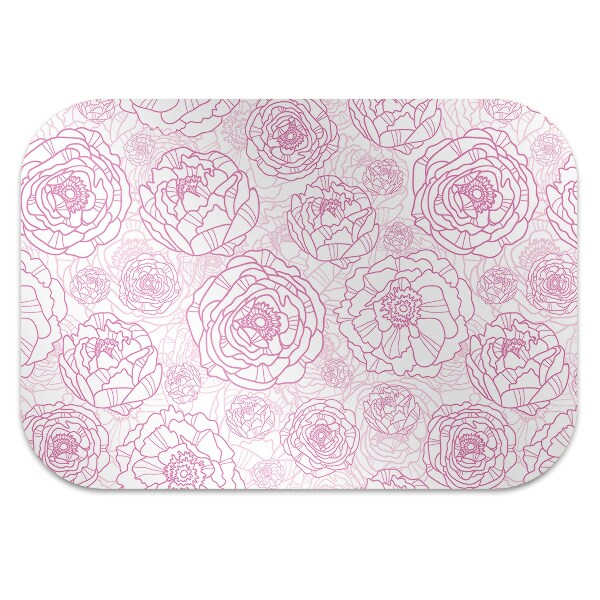 Tapete para cadeira de escritório flores cor de rosa
