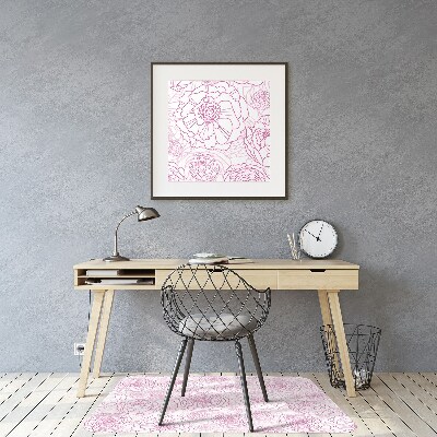 Tapete para cadeira de escritório flores cor de rosa