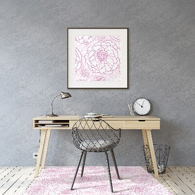 Tapete para cadeira de escritório flores cor de rosa