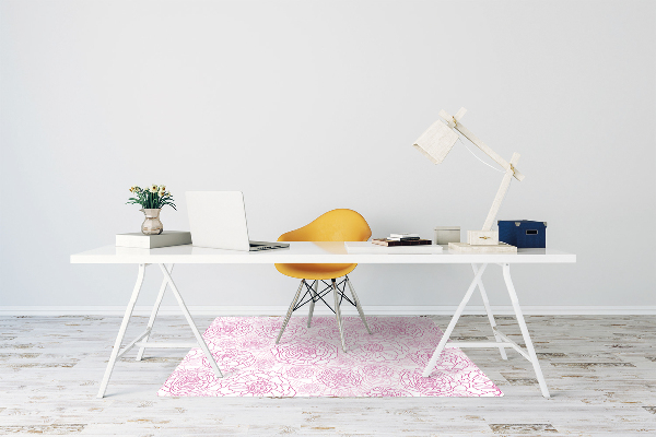 Tapete para cadeira de escritório flores cor de rosa