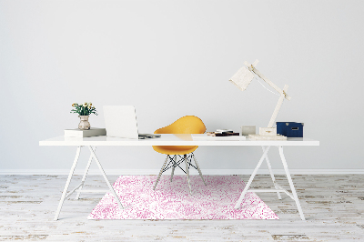 Tapete para cadeira de escritório flores cor de rosa