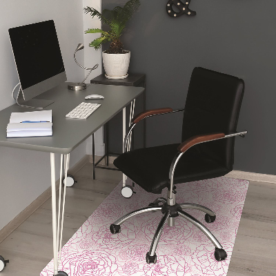 Tapete para cadeira de escritório flores cor de rosa